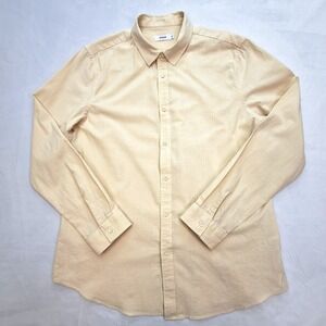 APRAW Shirt Mens Large Ivory Linen Cotton Blend Long Sleeve Button Down
